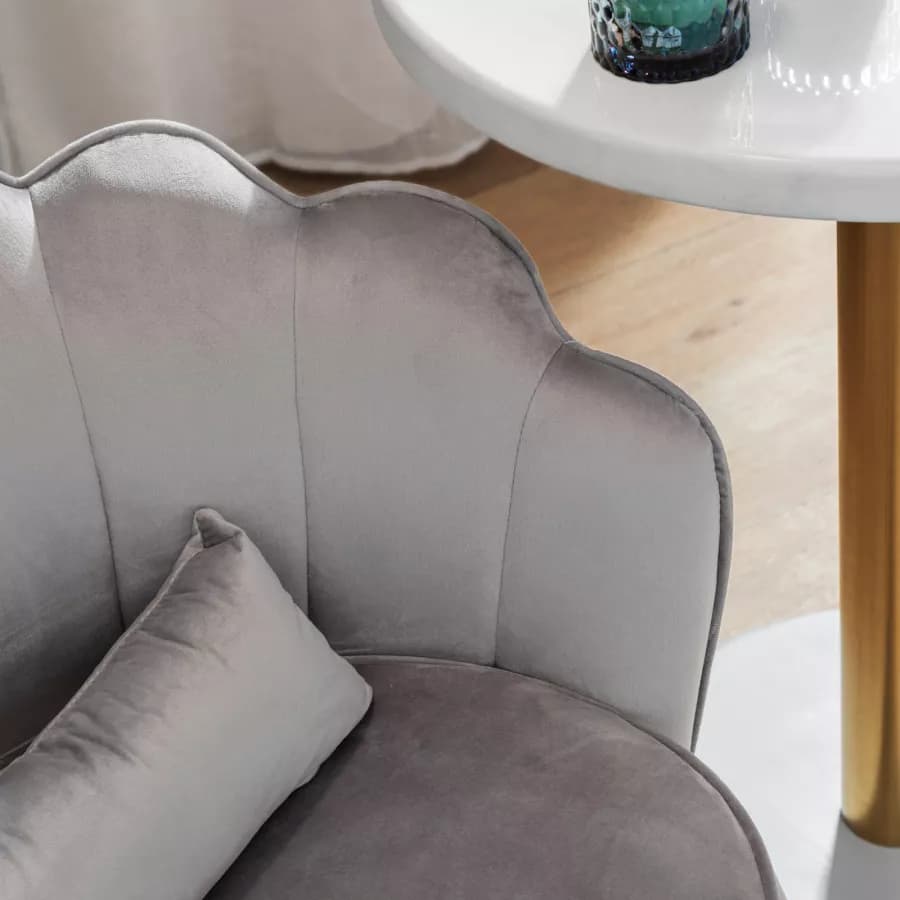 Poltrona in velluto grigio con gambe oro - Oden