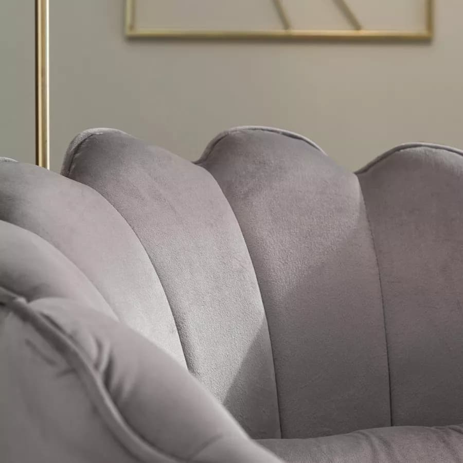 Poltrona in velluto grigio con gambe oro - Oden