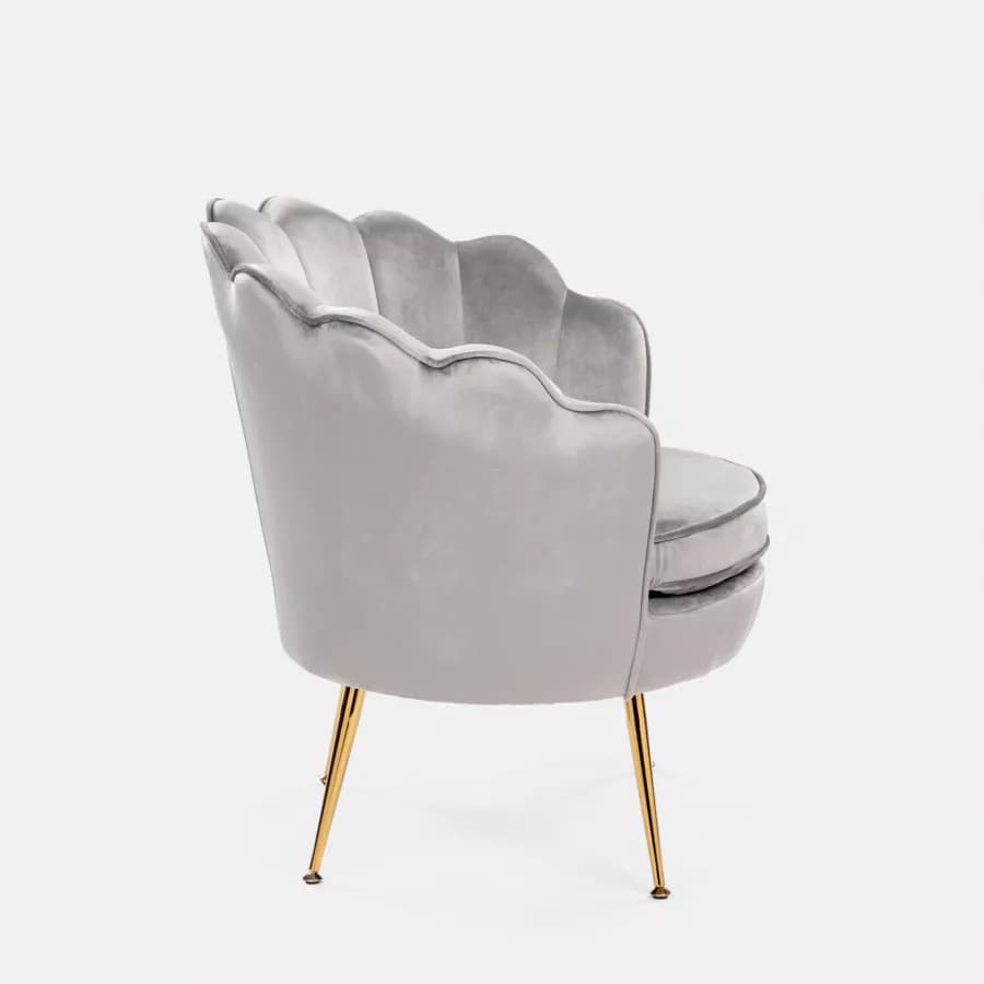 Poltrona in velluto grigio con gambe oro - Oden