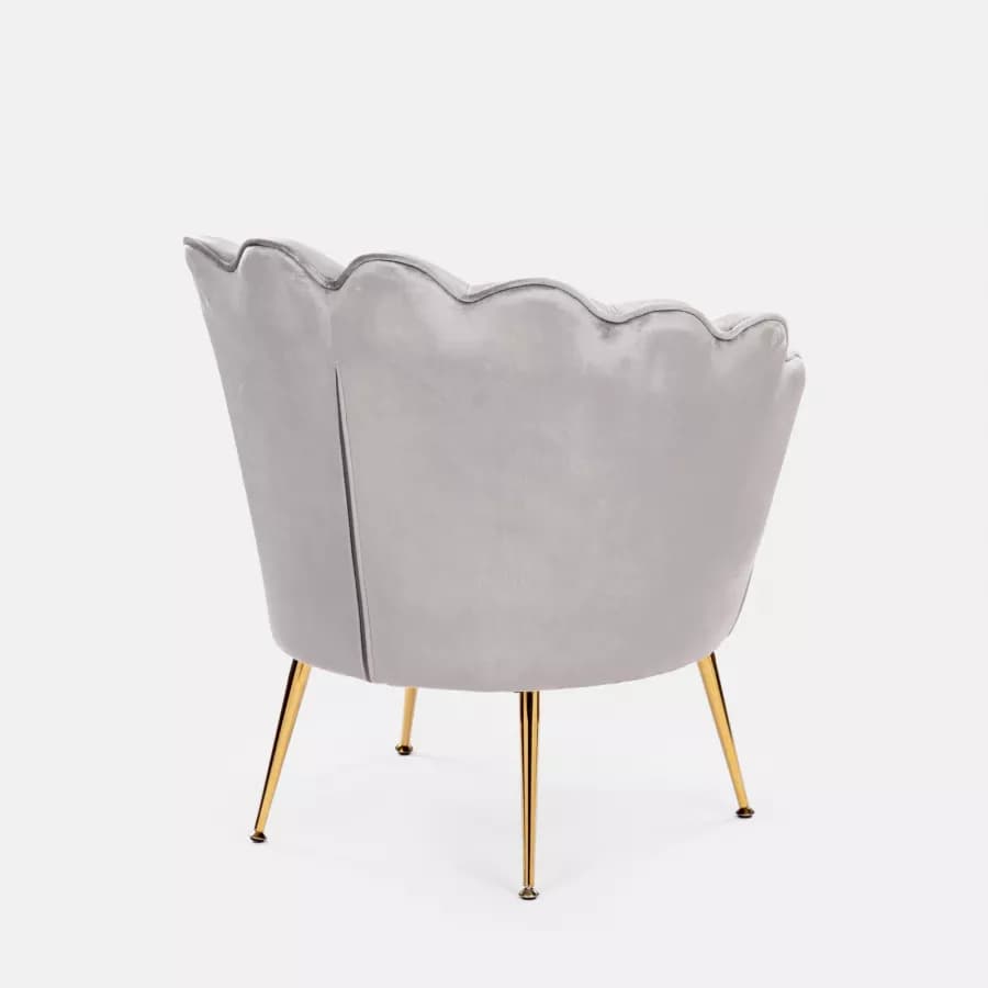 Poltrona in velluto grigio con gambe oro - Oden