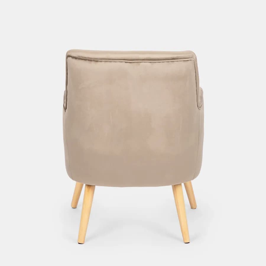 Poltrona in velluto cioccolato con gambe in legno - Elenor