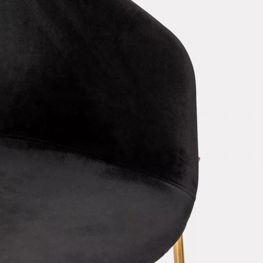 Poltrona in velluto nero con gambe dorate - Kimberly