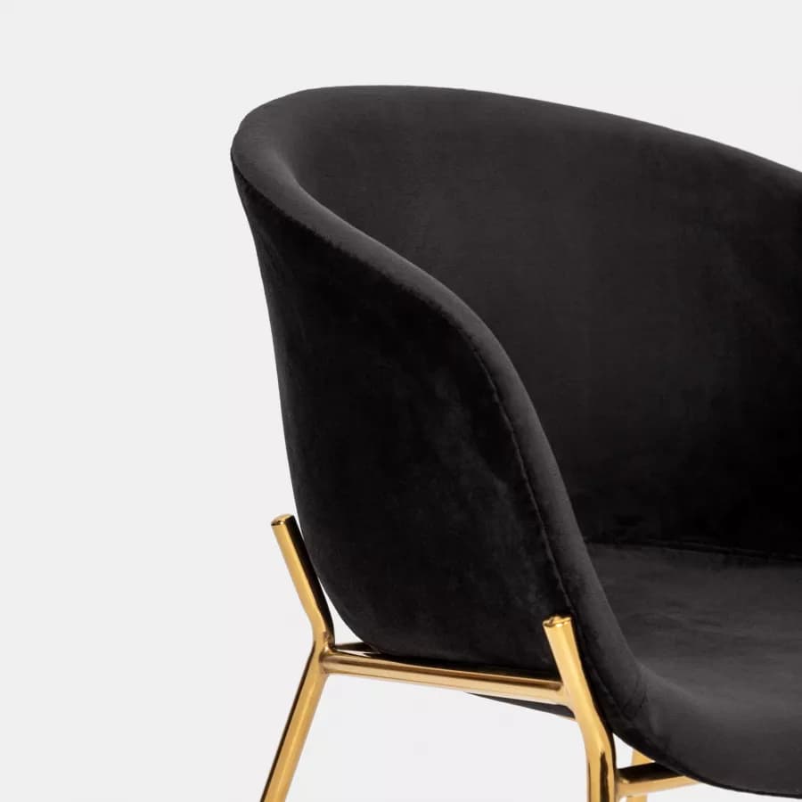 Poltrona in velluto nero con gambe dorate - Kimberly