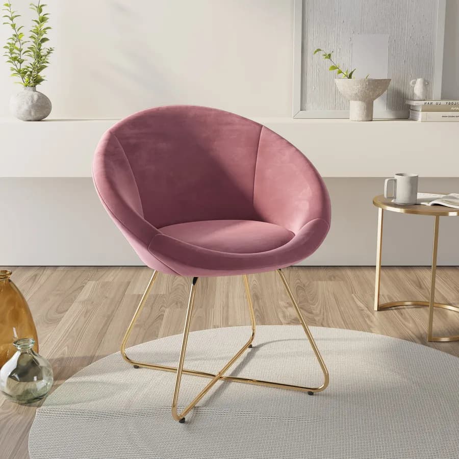Poltrona in velluto rosa antico con gambe dorate - Cross