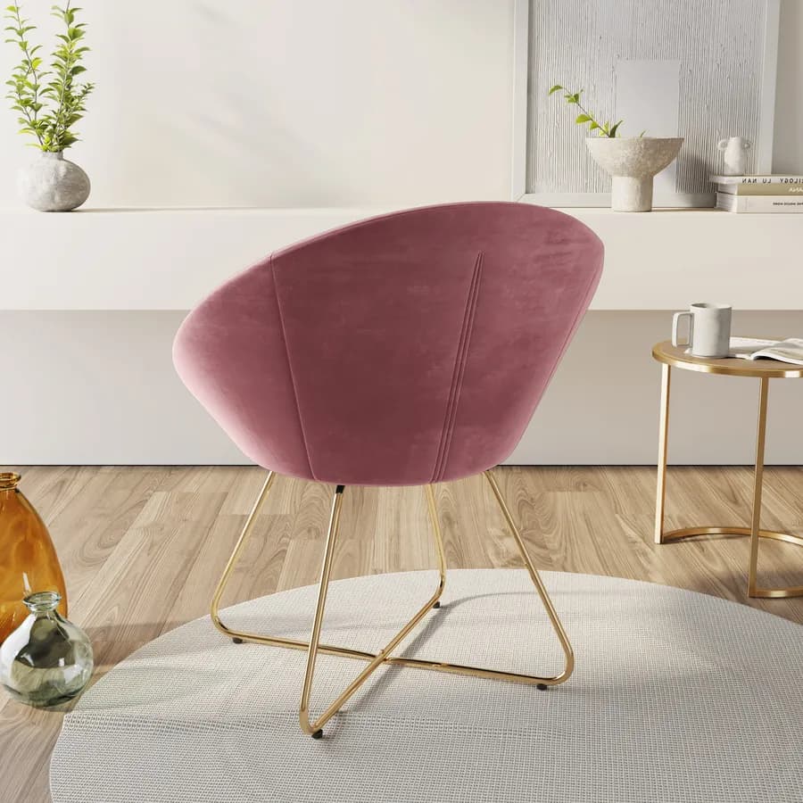 Poltrona in velluto rosa antico con gambe dorate - Cross
