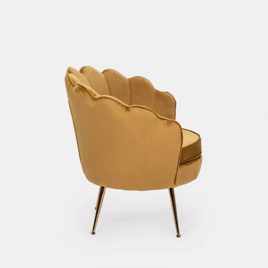Poltrona in velluto senape con gambe oro - Oden