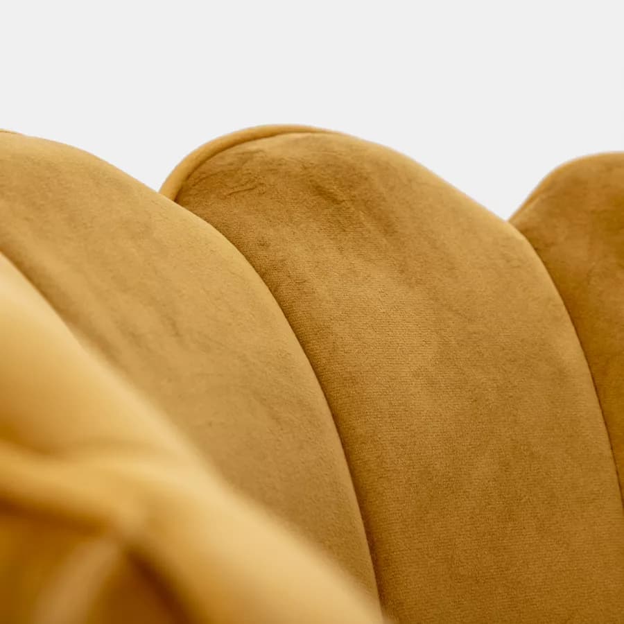 Poltrona in velluto senape con gambe oro - Oden