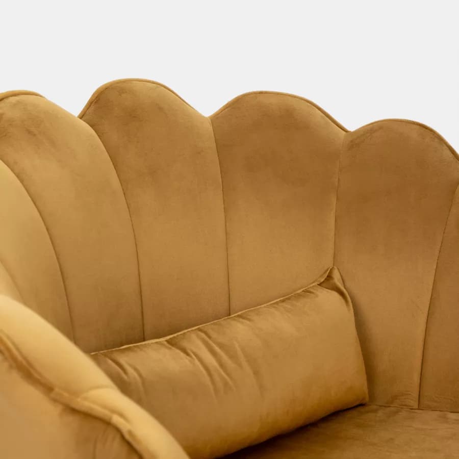 Poltrona in velluto senape con gambe oro - Oden