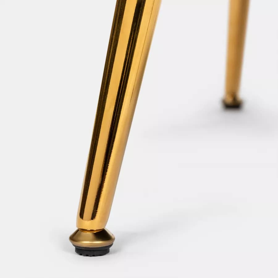 Poltrona conchiglia in velluto tortora con seduta imbottita e gambe oro - Snob