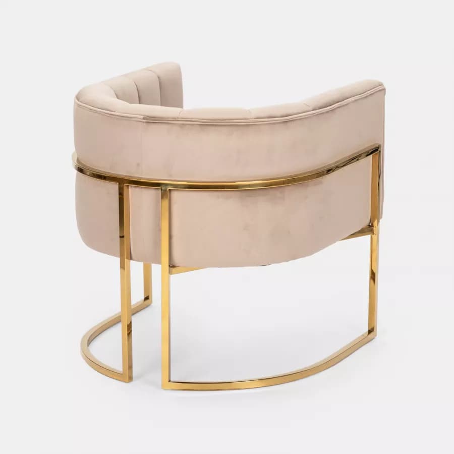 Poltrona in velluto tortora con gambe oro - Declan