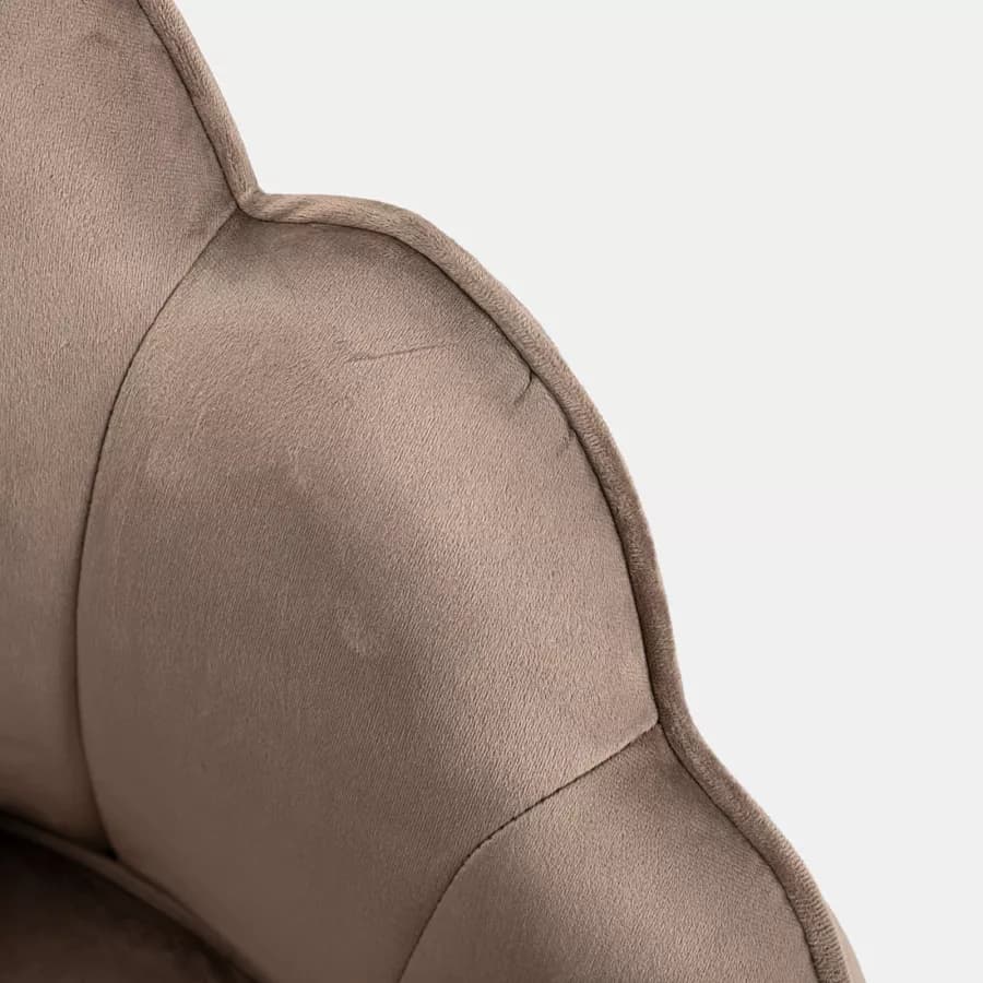 Poltrona in velluto tortora con gambe oro - Oden