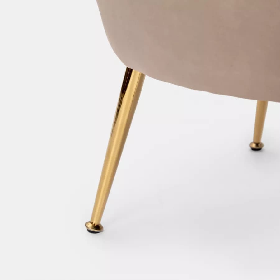 Poltrona in velluto tortora con gambe oro - Oden