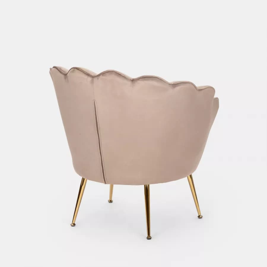 Poltrona in velluto tortora con gambe oro - Oden