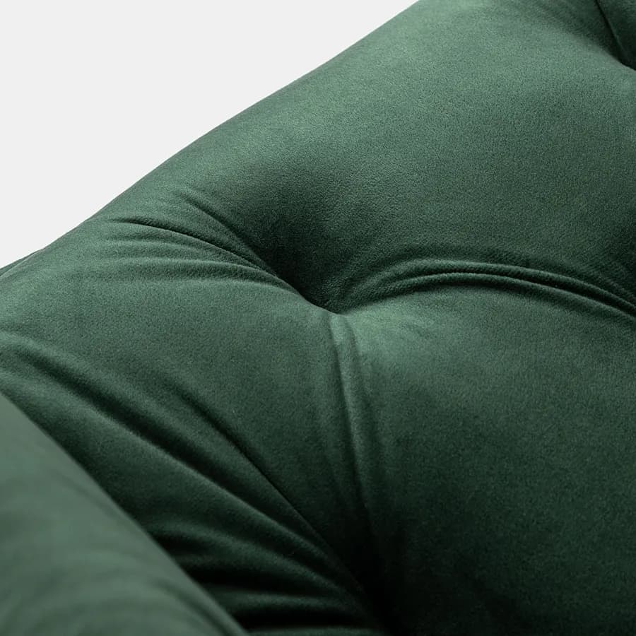Poltrona in velluto verde scuro con schienale trapuntato - Isotta