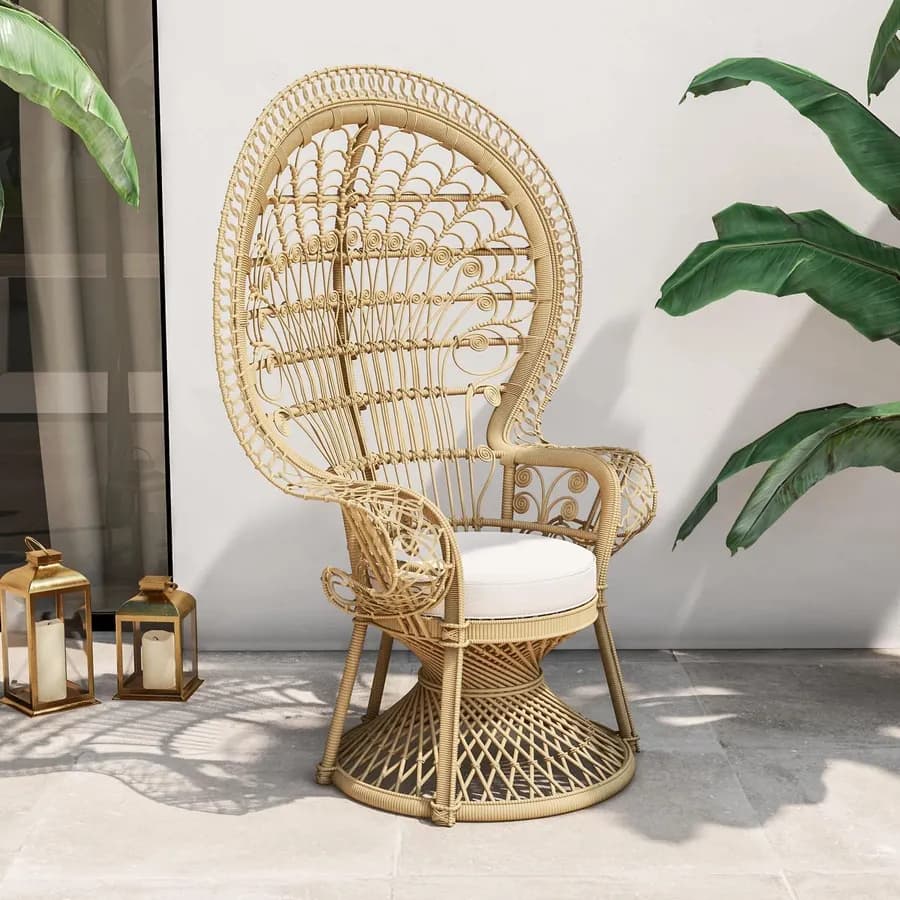 Poltrona pavone con cuscino rattan naturale - Matra