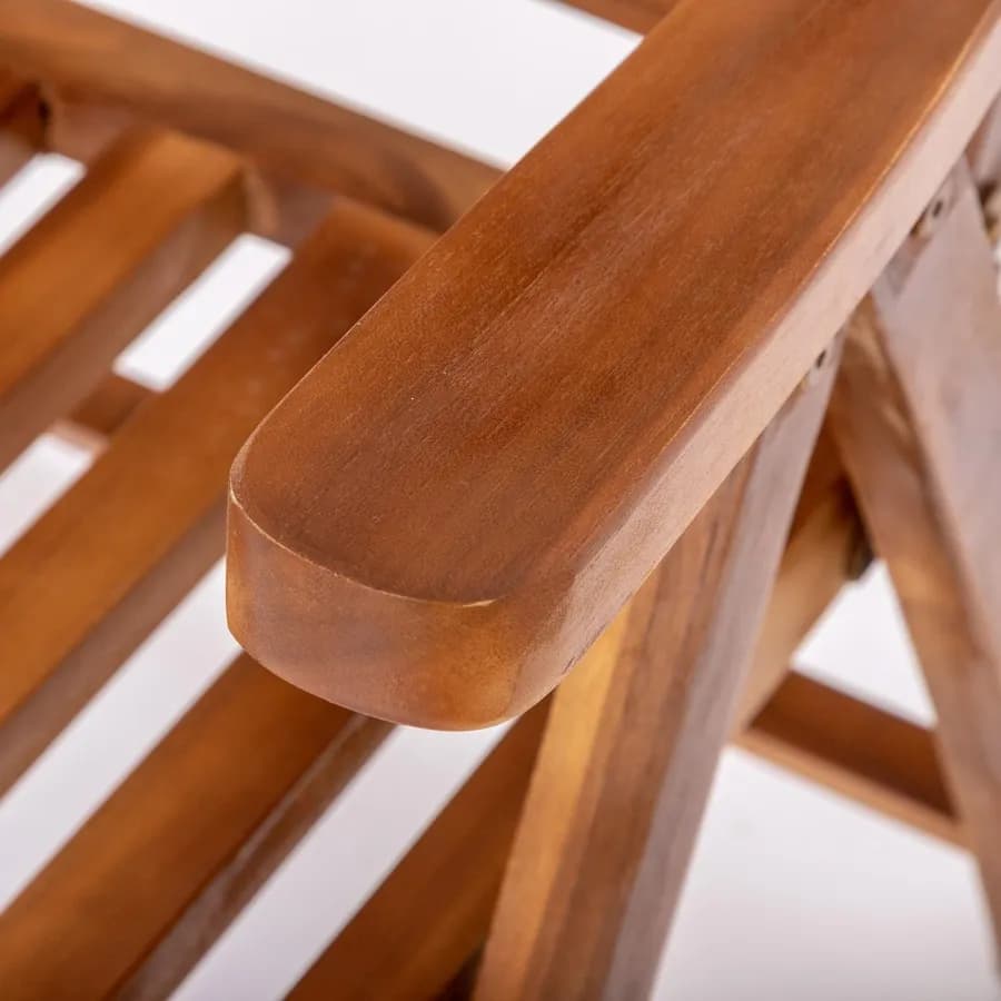 Sedia reclinabile con braccioli in legno teak - Louis