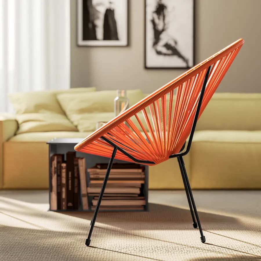 Poltrona relax da interno in corda arancione - Kalimba