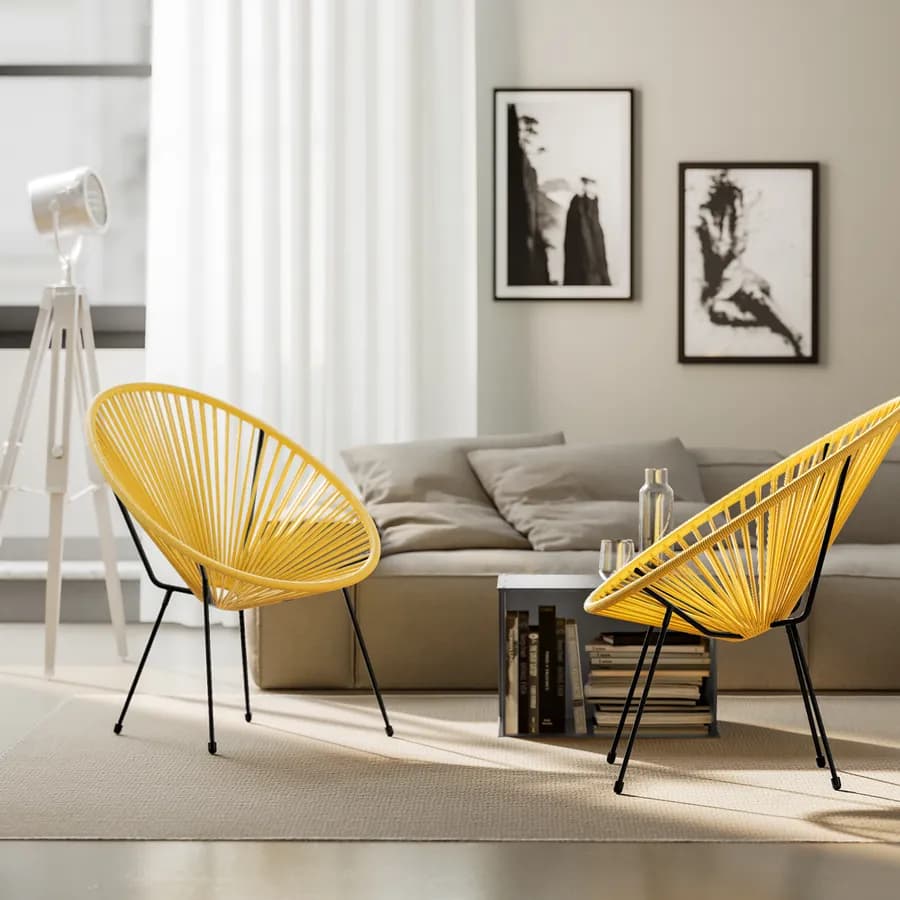 Poltrona relax da interno in corda gialla - Kalimba