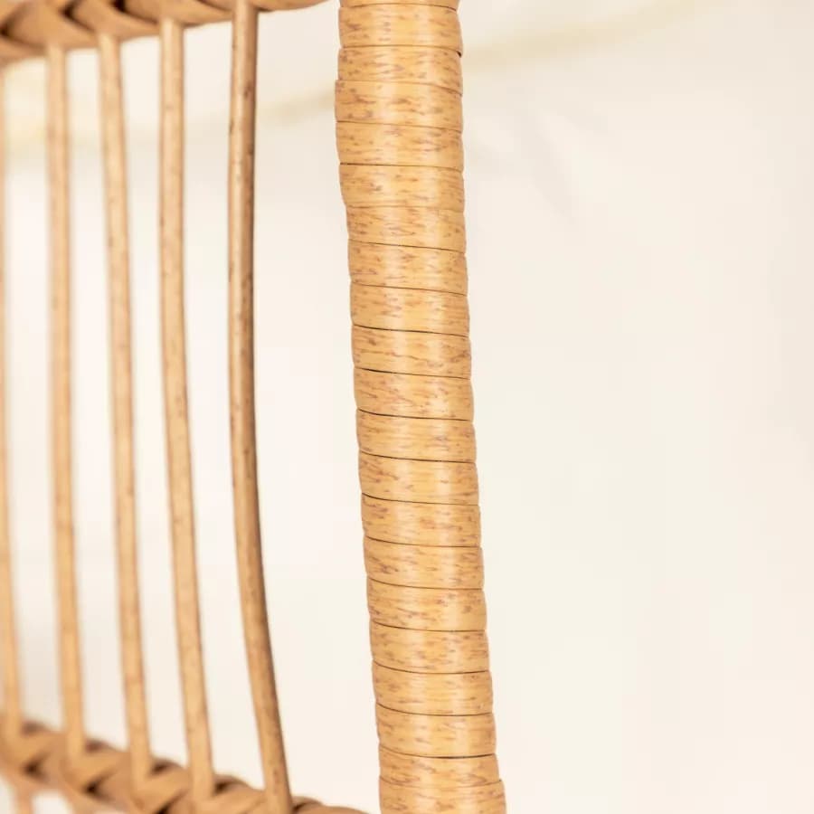 Poltrona sospesa in polyrattan naturale con cuscino e supporto - Tristan