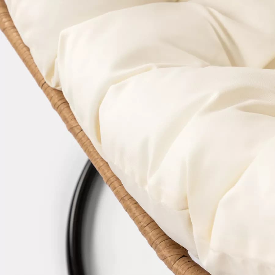 Poltrona sospesa in polyrattan naturale con cuscino e supporto - Tristan