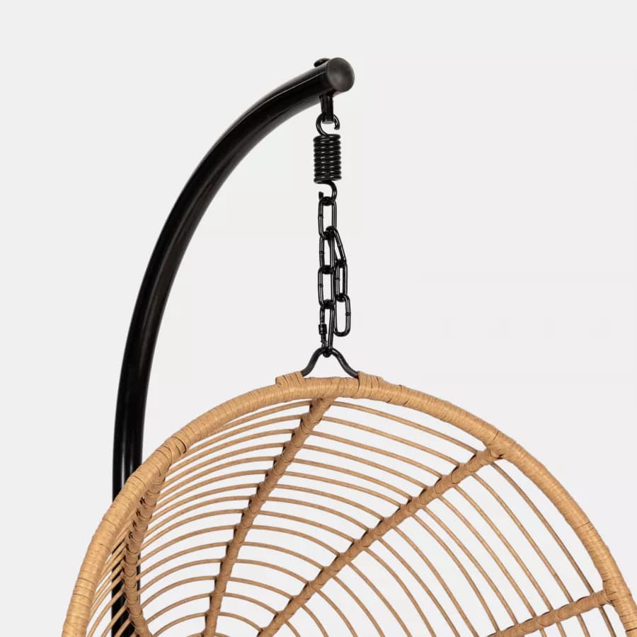 Poltrona sospesa in polyrattan naturale con cuscino e supporto - Tristan