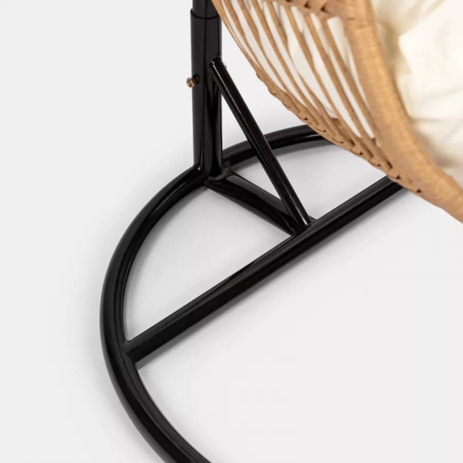 Poltrona sospesa in polyrattan naturale con cuscino e supporto - Tristan