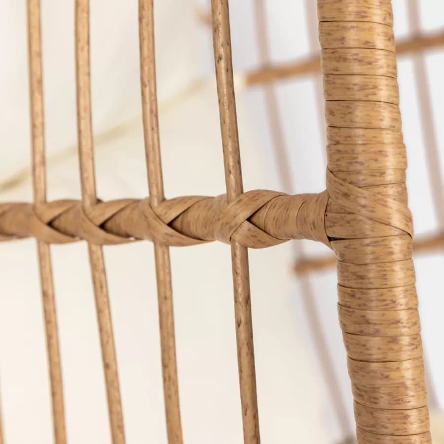 Poltrona sospesa in polyrattan naturale con cuscino e supporto - Tristan