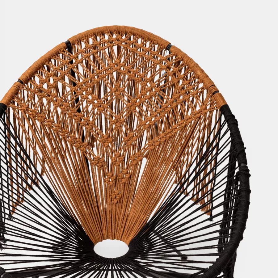 Poltrona macramè in cotone naturale caramello e nero - Dasya