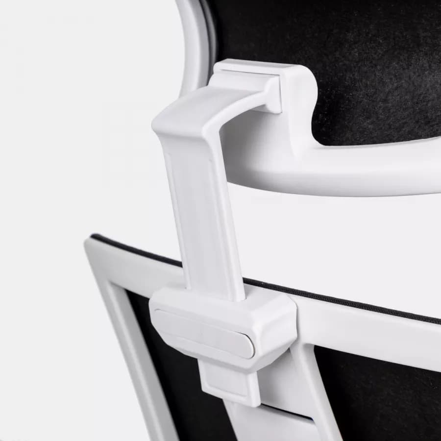 Poltrona da ufficio girevole in tessuto nero con supporto ergonomico bianco - Australe