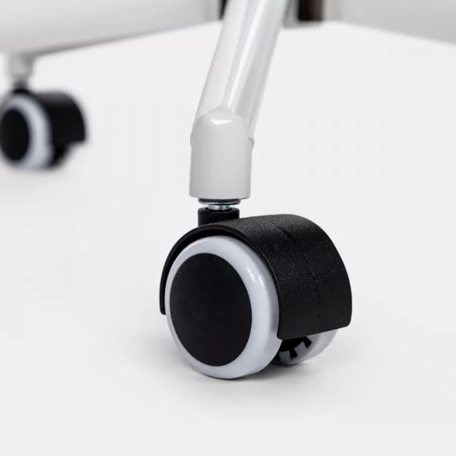 Poltrona da ufficio girevole in tessuto nero con supporto ergonomico bianco - Australe
