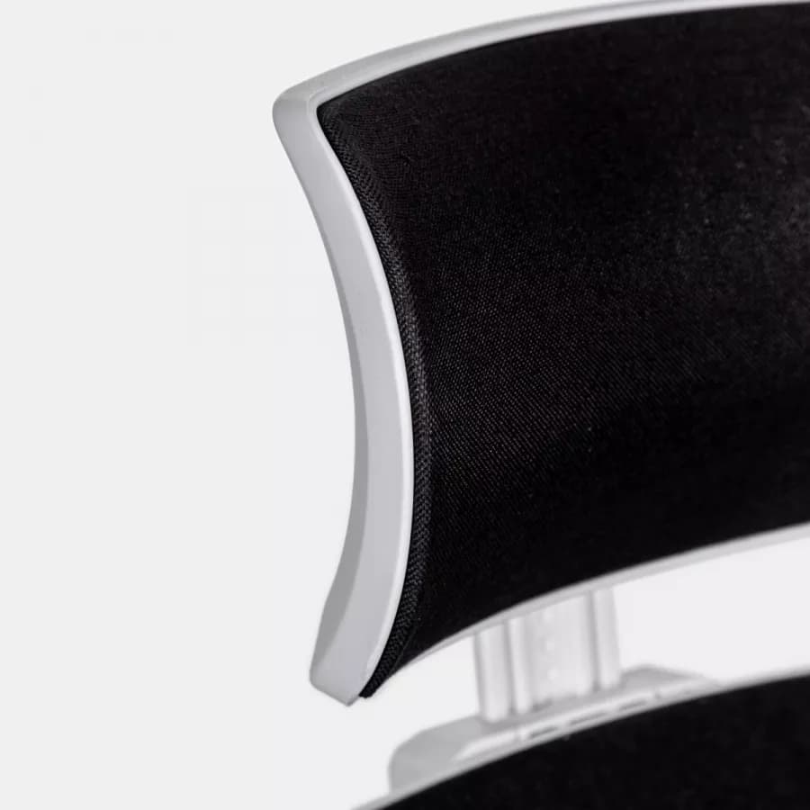 Poltrona da ufficio girevole in tessuto nero con supporto ergonomico bianco - Australe