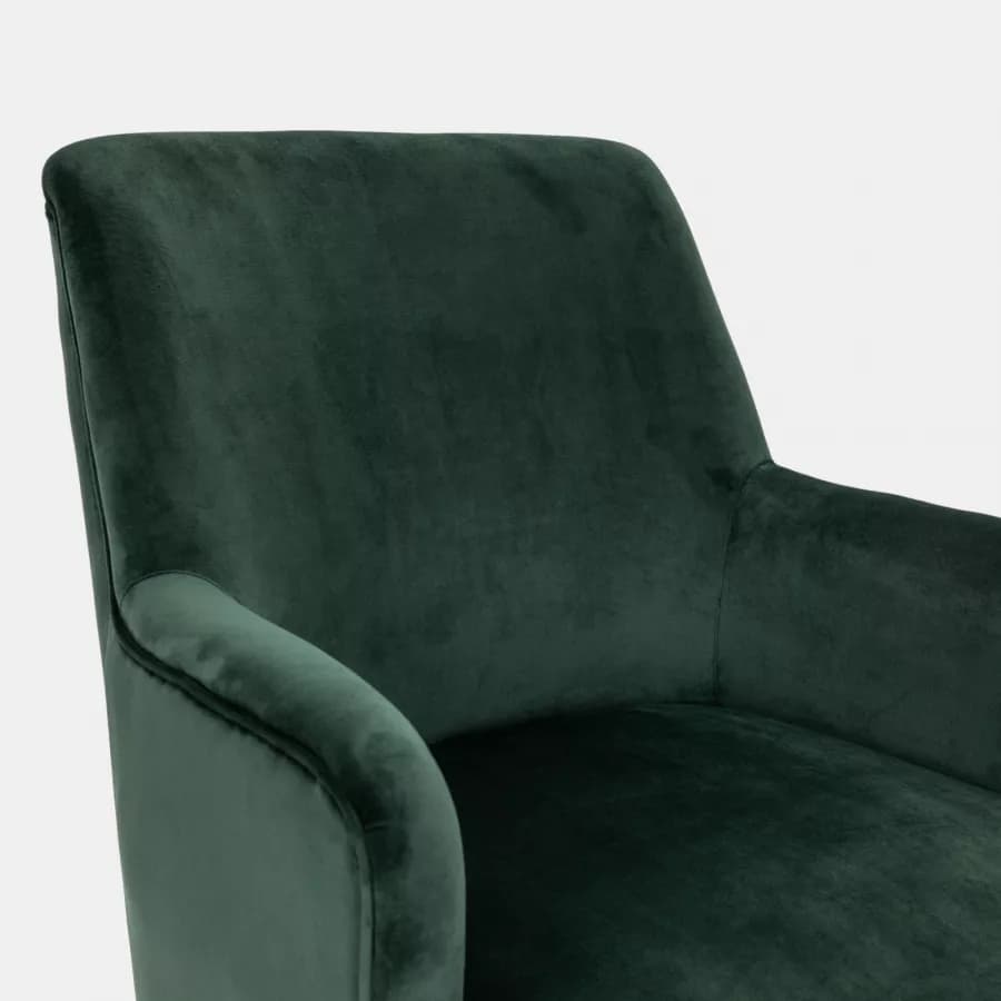 Poltrona in velluto verde con gambe in legno - Elenor