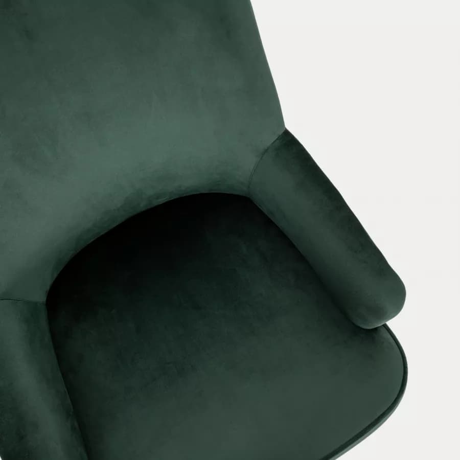 Poltrona in velluto verde con gambe in legno - Elenor