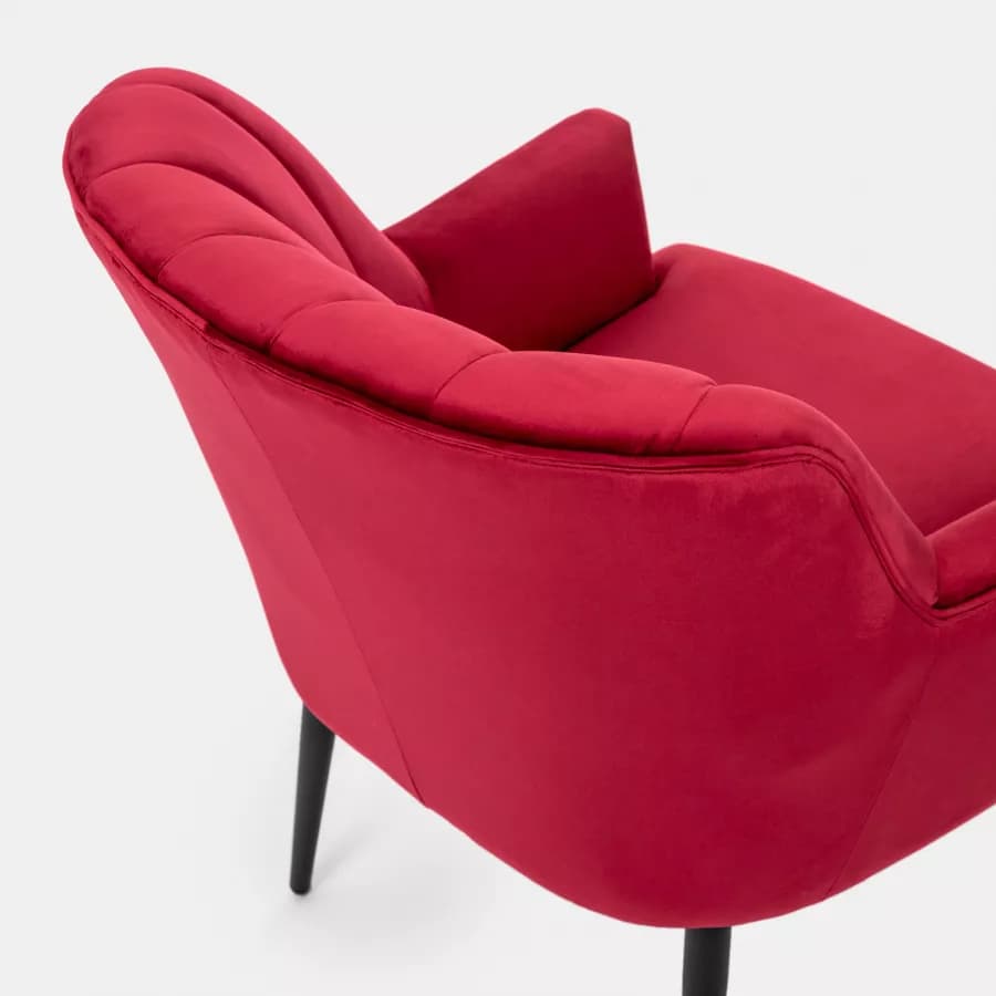 Poltroncina in velluto rosso vino con gambe nere - Barone