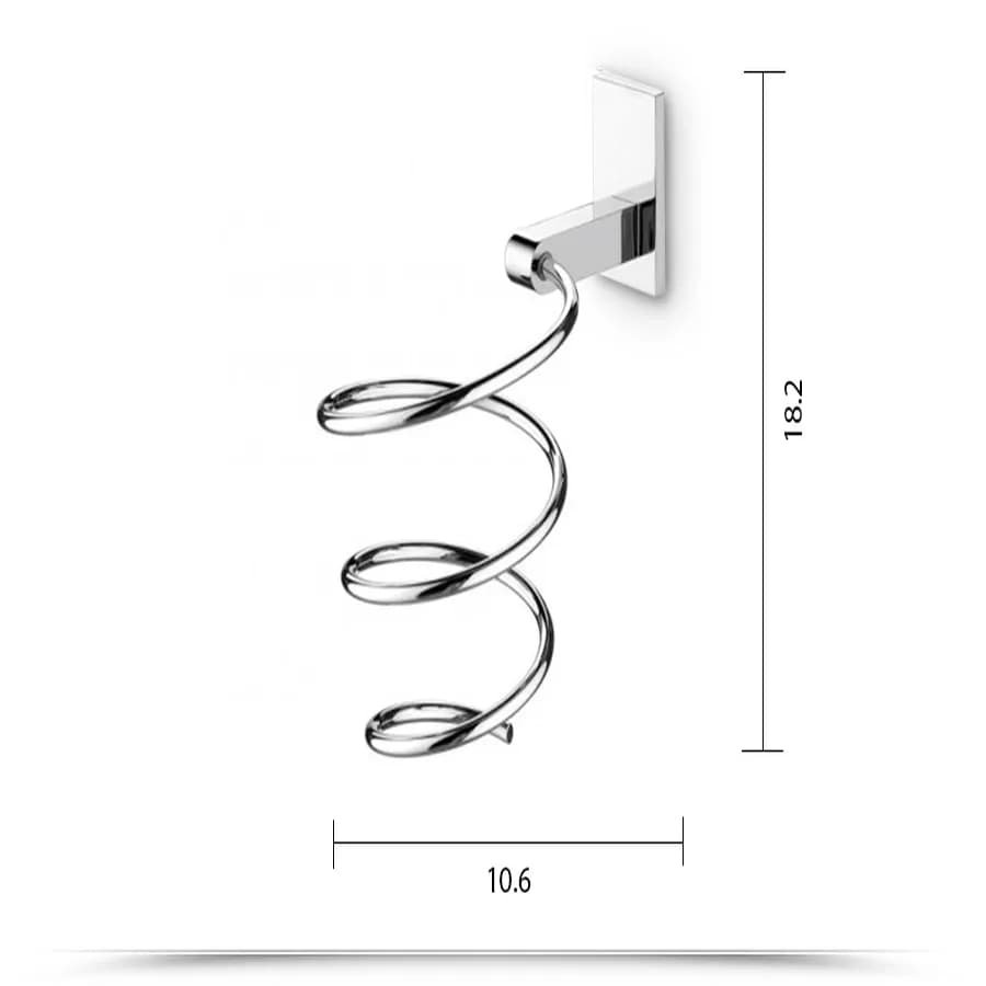 Porta asciugacapelli phon in acciaio cromato lucido con fissaggio con viti Gedy