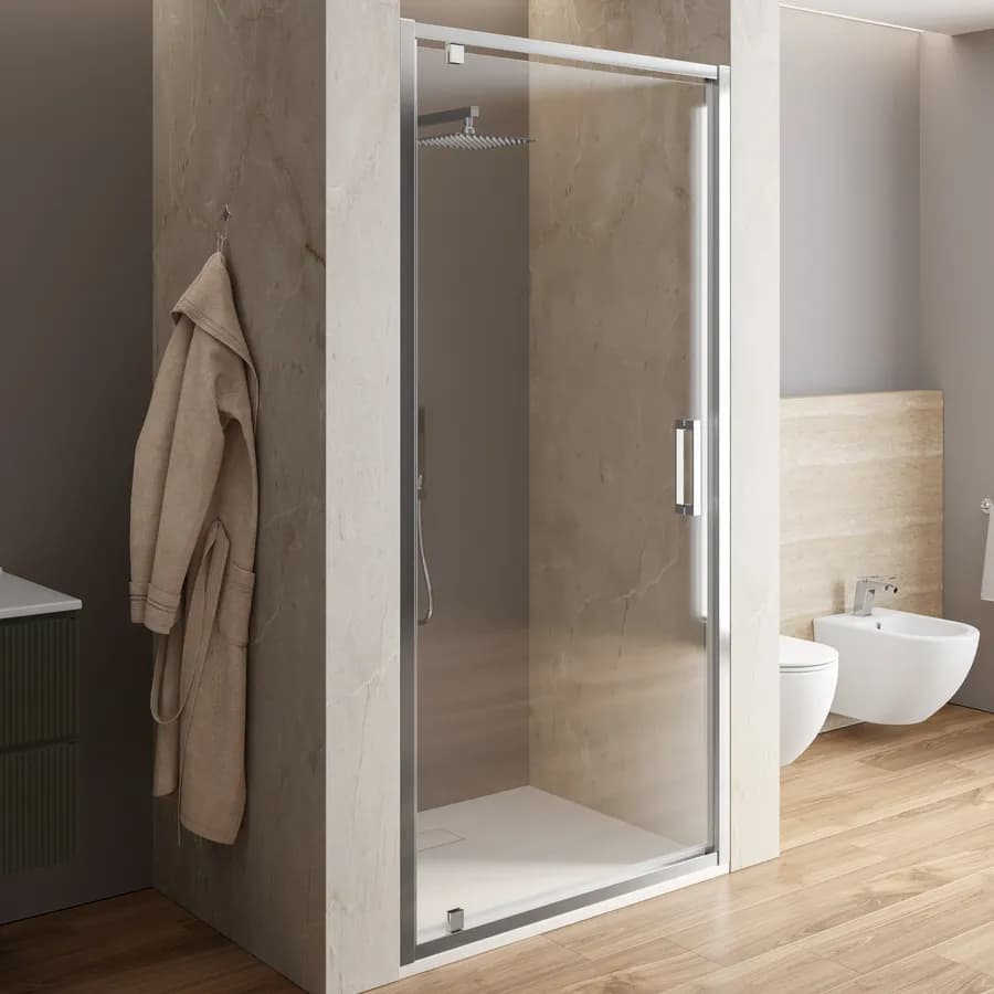 Box doccia nicchia 100 cm battente vetro trasparente anticalcare profilo cromo 195h - Moritz