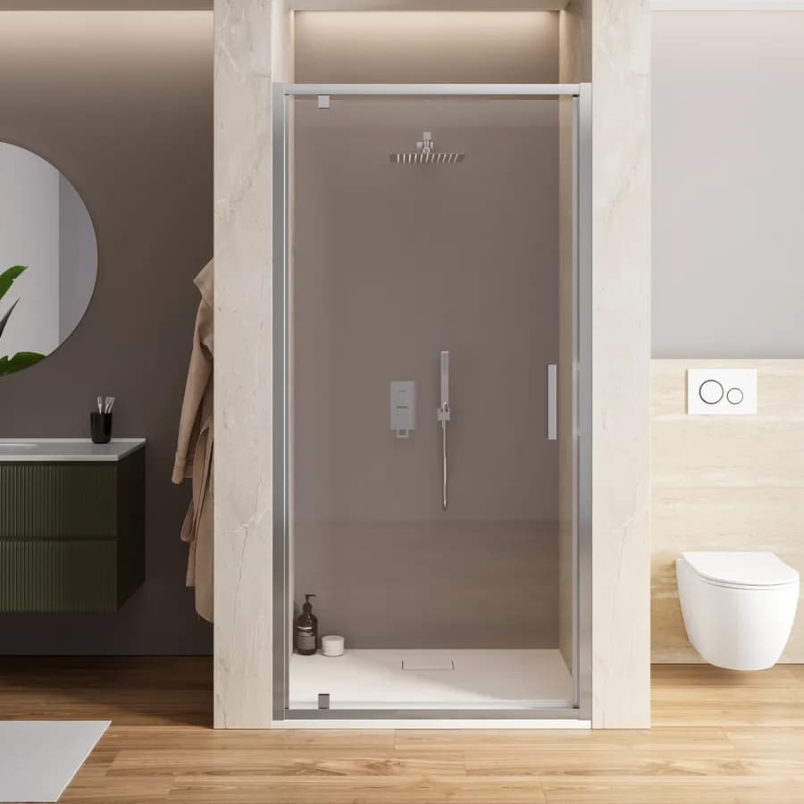 Box doccia nicchia 100 cm battente vetro trasparente anticalcare profilo cromo 195h - Moritz