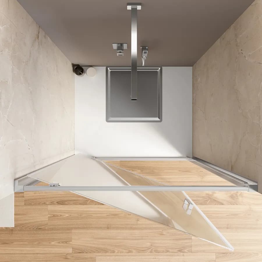 Box doccia nicchia 100 cm battente vetro trasparente anticalcare profilo cromo 195h - Moritz