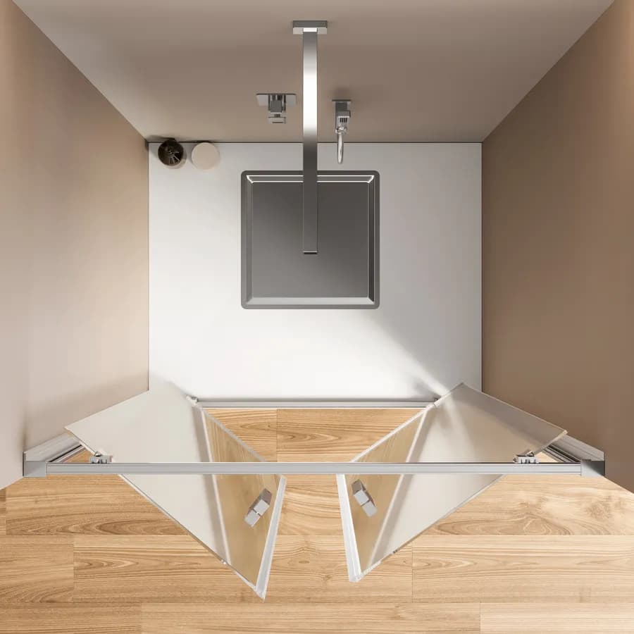 Box doccia nicchia 100 cm doppio battente vetro trasparente anticalcare profilo cromo 195h - Moritz
