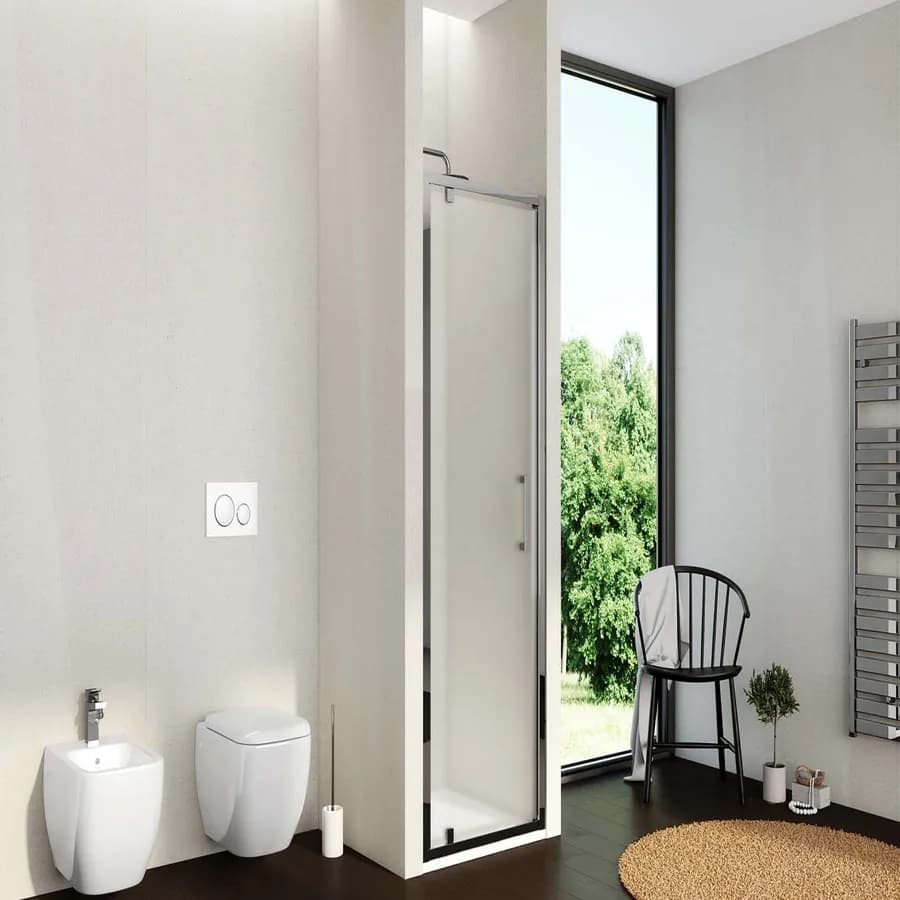 Box doccia nicchia 70 cm battente vetro temperato opaco profilo cromo 195h - Moritz
