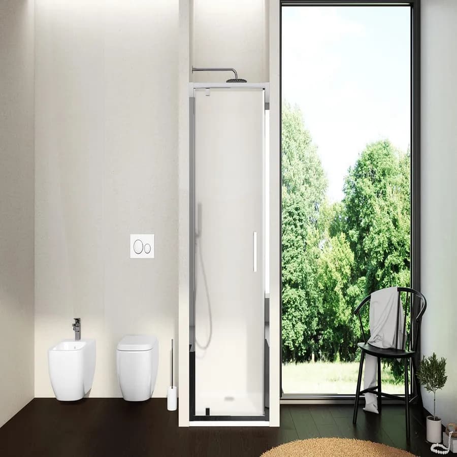 Box doccia nicchia 70 cm battente vetro temperato opaco profilo cromo 195h - Moritz