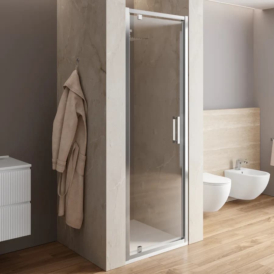 Box doccia nicchia 70 cm battente vetro trasparente anticalcare profilo cromo 195h - Moritz