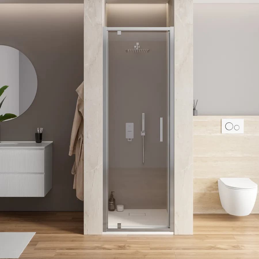 Box doccia nicchia 70 cm battente vetro trasparente anticalcare profilo cromo 195h - Moritz