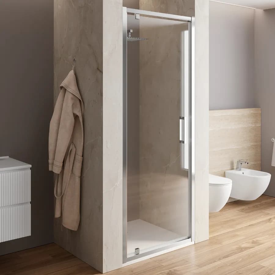 Box doccia nicchia 80 cm battente vetro trasparente anticalcare profilo cromo 195h - Moritz