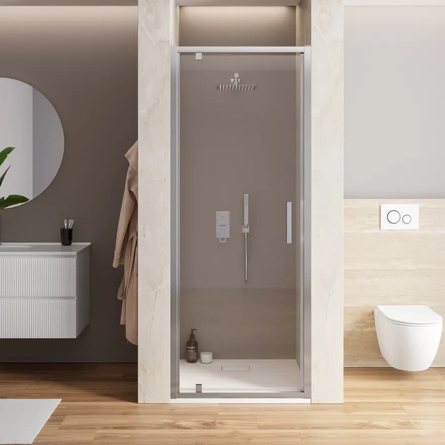 Box doccia nicchia 80 cm battente vetro trasparente anticalcare profilo cromo 195h - Moritz