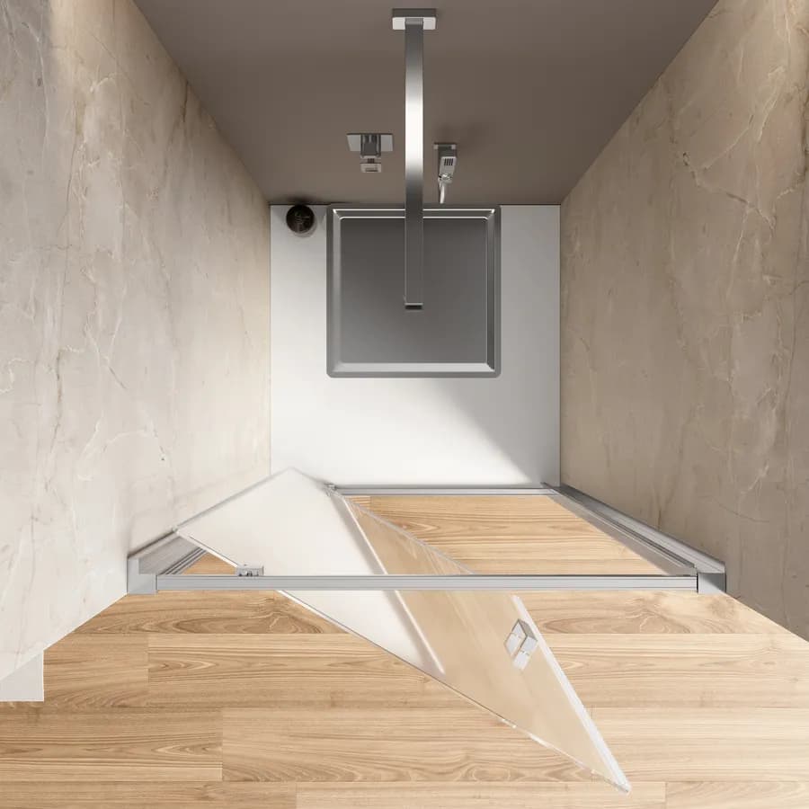 Box doccia nicchia 80 cm battente vetro trasparente anticalcare profilo cromo 195h - Moritz