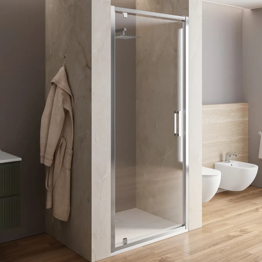 Box doccia nicchia 90 cm basculante vetro temperato trasparente anticalcare profilo cromo 195h - Moritz