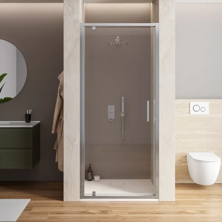 Box doccia nicchia 90 cm basculante vetro temperato trasparente anticalcare profilo cromo 195h - Moritz