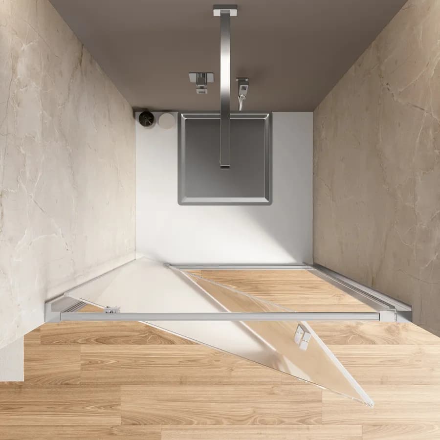 Box doccia nicchia 90 cm basculante vetro temperato trasparente anticalcare profilo cromo 195h - Moritz