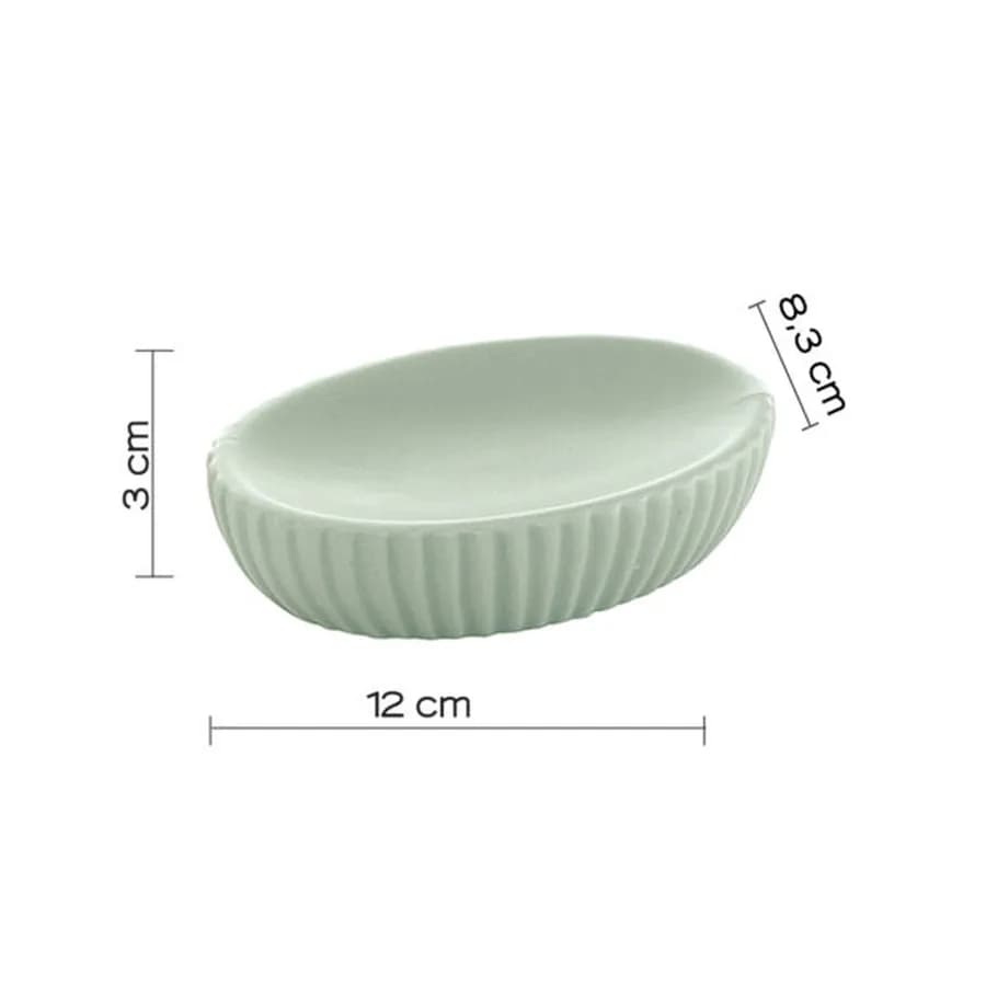Portasapone da appoggio in ceramica verde menta rigato - Marika di Gedy